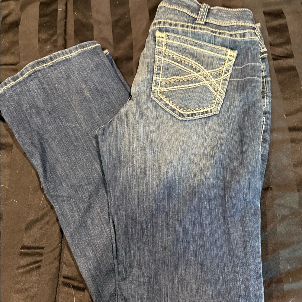 Ariat Blue Boot Cut Jeans with Vintage Fading